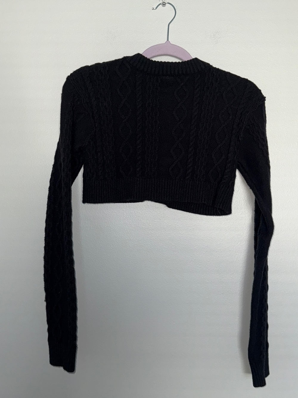 Free People | Sadie Cable Crop Sweater | Black | XS - Picture 5 of 8